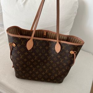 Louis Vuitton Neverfull MM used *** without pouchette zip wallet